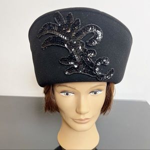 Vintage wide brim Excello embellished hat rolled